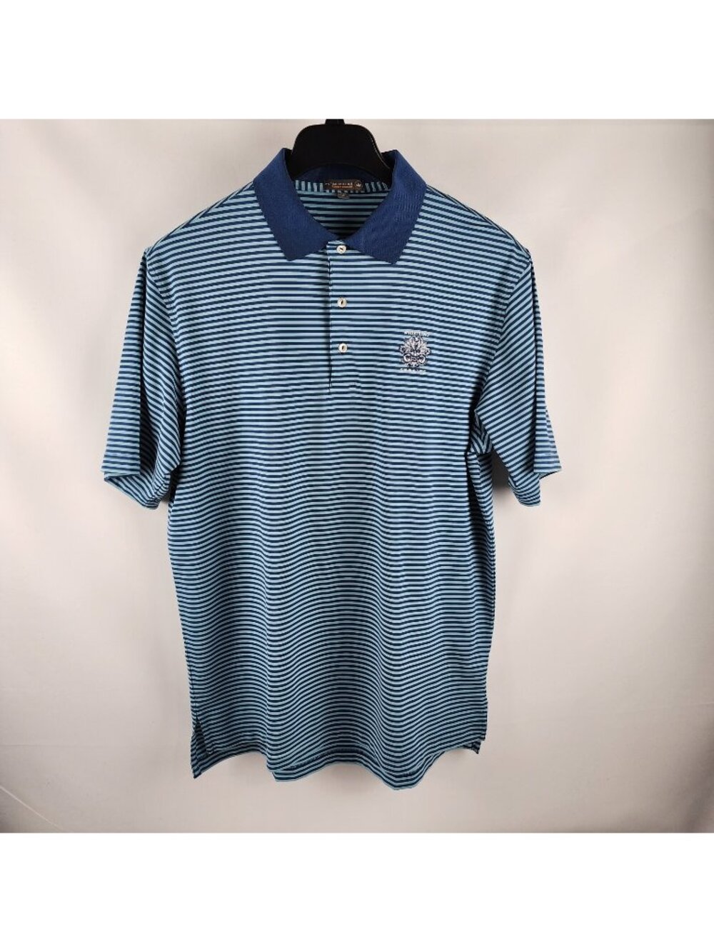 Peter Millar Shirt Men XXL Blue Stripe Performance Summer Comfort Polo MF16EK02